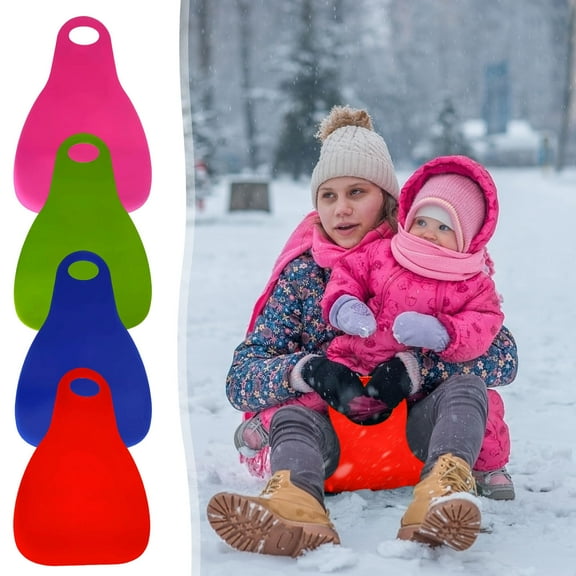 Snow Sled Extra-Thick Roll-Up Plastic | Heavy Duty Multi-Surface Sliding Board | Ergonomic Hollow Handles | 25.6 x 17.7 in | Compact Portable Design | 1 Pack
