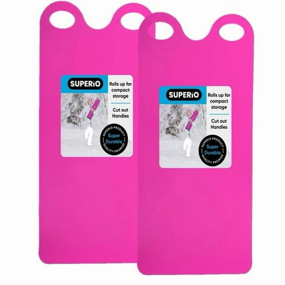 Snow Sled Roll Up Flying Carpet 54" Fuchsia-Pink Sled for Kids and Adults, 2 pack