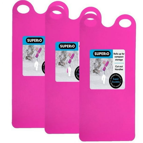 Snow Sled Roll Up Flying Carpet 54" Fuchsia-Pink Sled for Kids and Adults , 3 pack