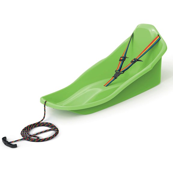 Snow Sled for Kids - ExploRide Sledge - Toboggan with Pull Rope and Safety Belt; Outdoor Plastic Winter Sleigh for Toddlers & Kids