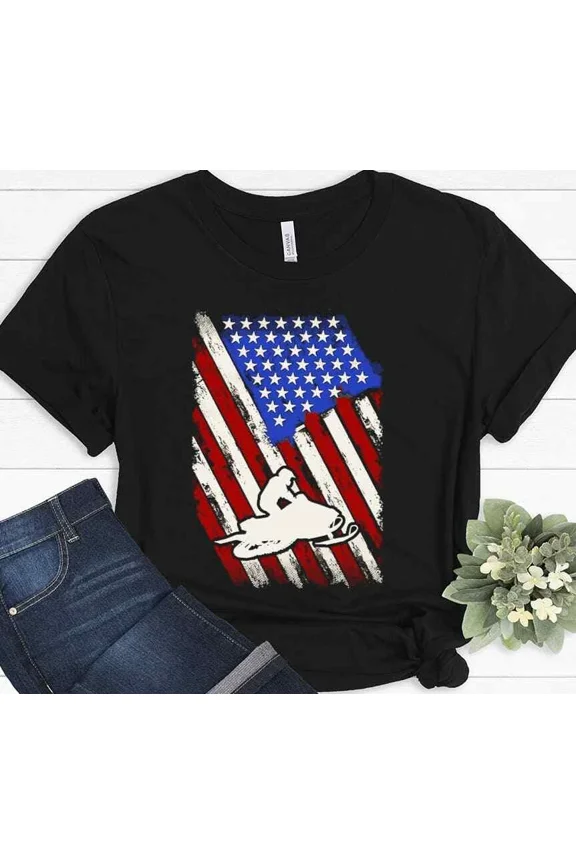 Snow Sledding Gift Snowmobile Sport National Symbol Funny Holiday Unisex T-Shirt, up to Size 5XL