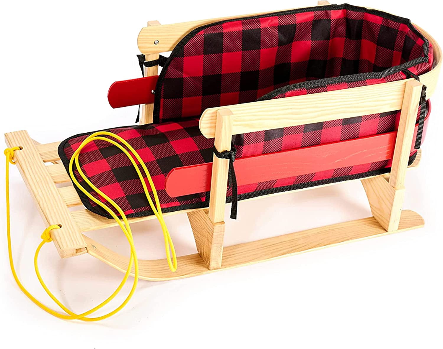 Exceptional Concepts Baby Pull Sled, Wooden Snow Sleds with Cushion Seat