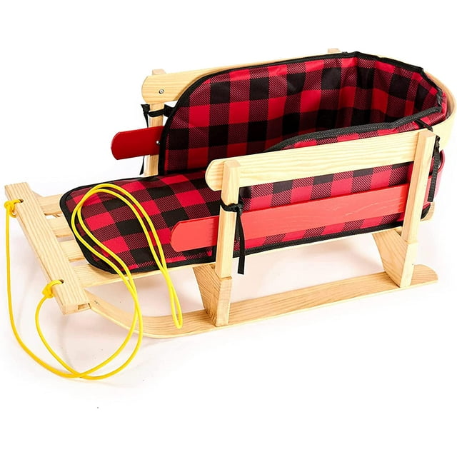 Premium Quality Canadian Hardwood Snow Sled for Kids with Padded Seat