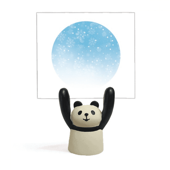 Snow Snowflake Weather Blue Sky Memo Holder Cartoon Animal Panda Stand Decoration