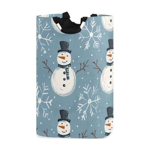 Snow Snowman Cartoon Laundry Basket with Handles Foldable Laundry Hamper Freestanding Washing Bin 50L
