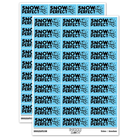 Snow So Perfect Skiing Bunny Teacher Student School Sticker Set - Light Blue - Gloss Finish - 1.75" Medium