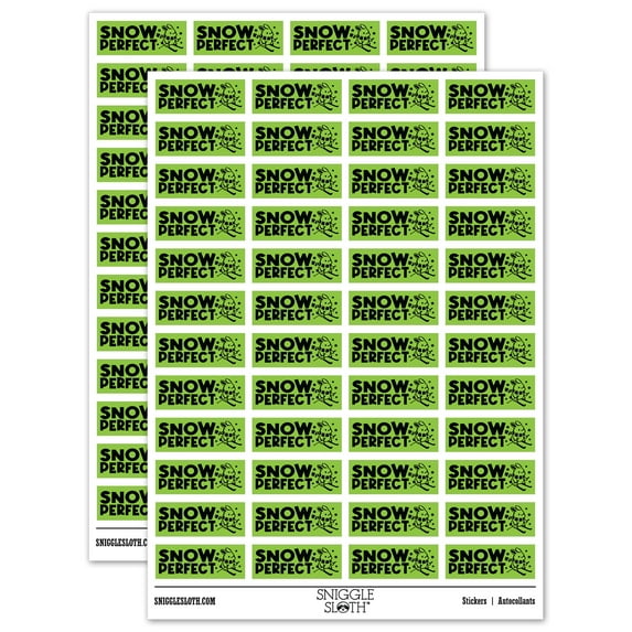 Snow So Perfect Skiing Bunny Teacher Student School Sticker Set - Light Green - Gloss Finish - 1.25" Mini