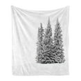 thumbnail image 1 of Snow Soft Flannel Fleece Blanket, Winter Season Layout of Snowy Spruce Trees in a Forest on a Plain Background, Cozy Plush for Indoor and Outdoor Use, 60" x 80", Charcoal Grey Pearl, by Ambesonne, 1 of 6