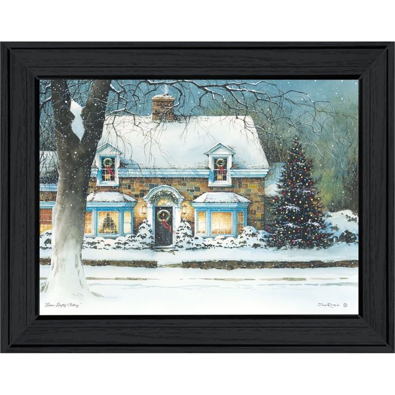 Snow Softly Falling Christmas Print with Black MDF Frame