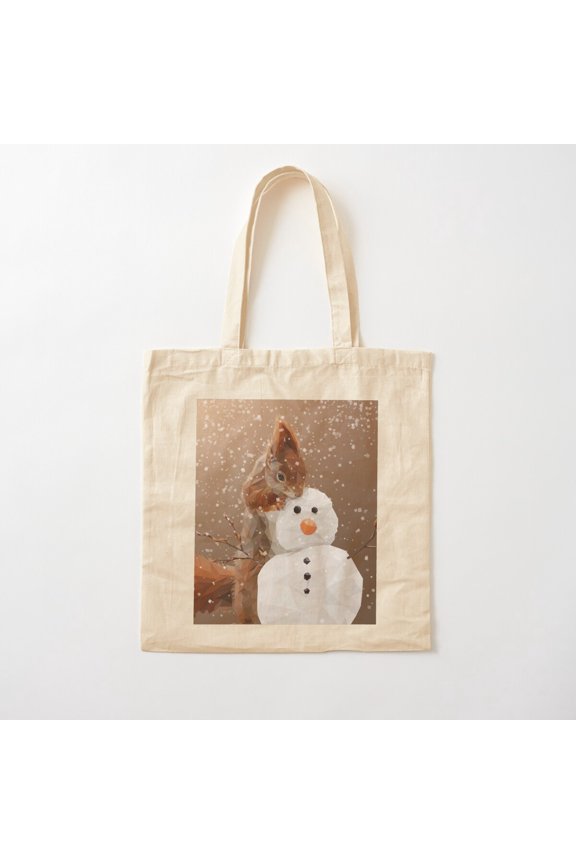 Snow Squirrel Canvas Tote Bags, Reusable Shopping Bag