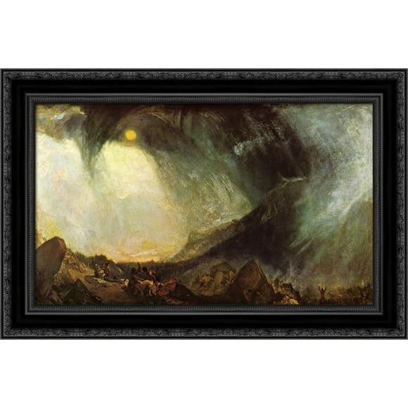 Snow Storm: Hannibal and His Army Crossing the Alps 24x18 Black Ornate Wood Framed Canvas Art by Turner, Joseph Mallord William
