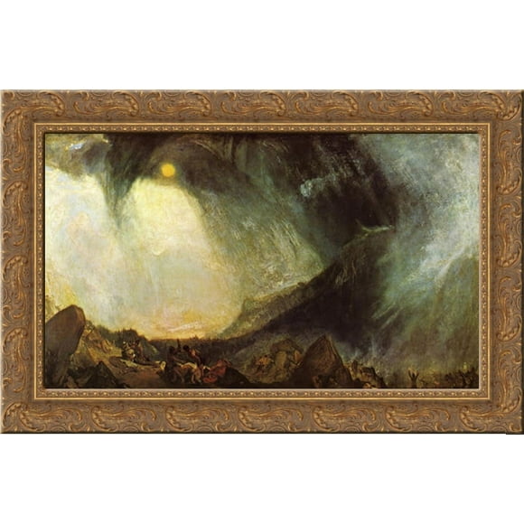 Snow Storm: Hannibal and His Army Crossing the Alps 24x18 Gold Ornate Wood Framed Canvas Art by Turner, Joseph Mallord William