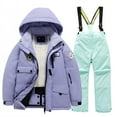 thumbnail image 1 of Snow Suit for Kids Girls Fashion Printed Lined Ski Overall with Removable Hood Kids Ski Jacket & Pants Set Windproof Waterproof Outdoor Jackets Size 4-6 Years, 1 of 5