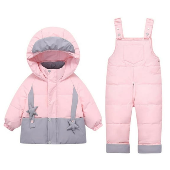 Snow Suit for Kids, Toddler Snow Suit, Unisex Baby Girls Boys 2 Piece Snowsuit Winter Down Coat and Snow Pants Set Puffer Jackets Ski Bibs Outfits by Llywey ,Pinks ,3T