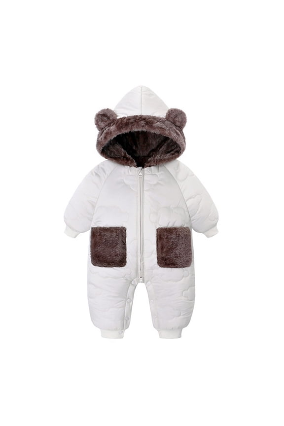 Snow Suit for Toddlers Zipper Romper Hooded Boys Girls Jumpsuit Warm Clothes for Toddler Boy Windproof Winter Jumpsuits 12-18 Months Toddler Girl Clothes