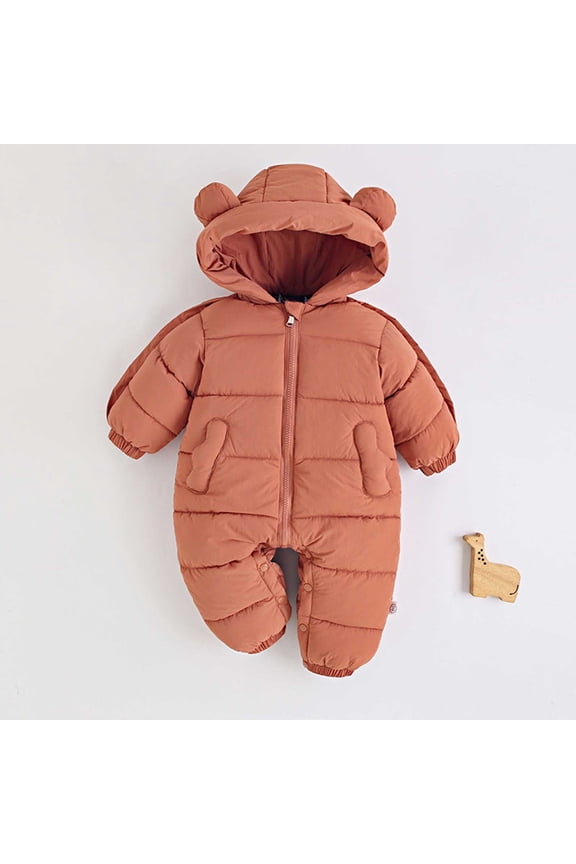 Snow Suit for Babys Zipper Hooded Puffer Jacket Warm Clothes for Baby Boy Windproof Winter Jumpsuits Baby Winter Clothes Girl 3-6 Months