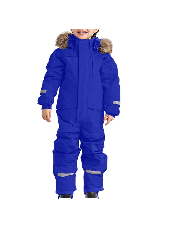 Snow Suit for Kids Girls Boys One Piece Snowsuit Waterproof Windproof Winter Outdoor Overalls Snowboarding Ski Suits Blue-A 160(160)