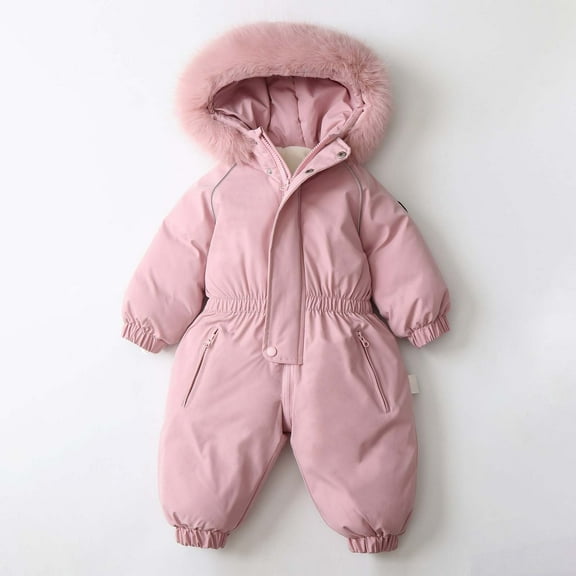 Snow Suits for Babies Zipper Hooded Romper Warm Toddler Clothes Windproof Winter Jumpsuits 12-18 Months Toddler Girl Clothes Winter