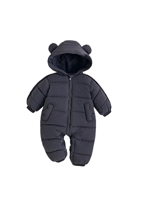 Snow Suits for Baby Girls Zipper Hooded Jumpsuit Romper Baby Boy Warm Clothes Windproof Jumpsuits Baby Girl Winter Clothes 7-12 Months