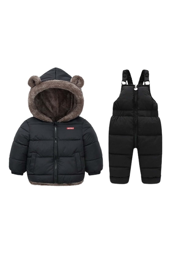 Snow Suits for Boys 2 Piece Thicken Warm Hooded Toddler Ski Jacket and Snow Pants Girls Sets Winter Coat Boys 2-3 Years
