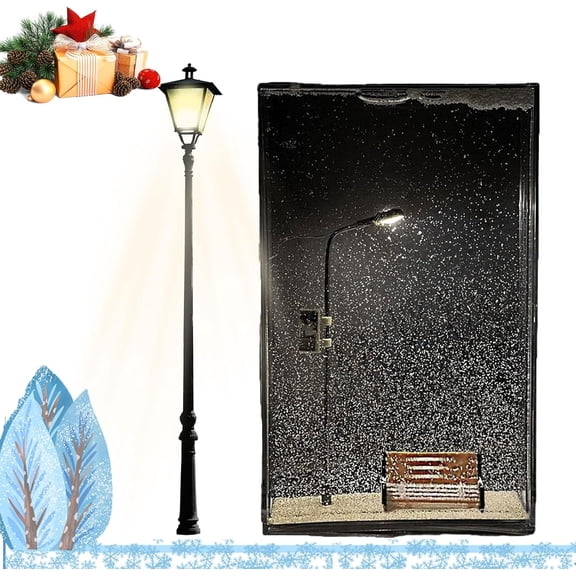 Snow Tales Lamp, The Magic Snow Lamp, Link in bio, Night StreetLamp Christmas Snow Scene Light DIY Materials, Christmas SnowScene Street Light DIY Material Kit (C)
