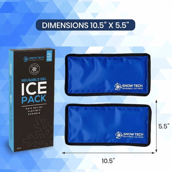 Snow Tech Reusable Gel Ice Packs for Injuries (Small, 5"x10", 2 Pack) – Flexible Hot & Cold Pack for Pain Relief & Swelling – Soft Therapy Compress for Hand, Wrist, Ankle, Elbow, Foot & Arthritis