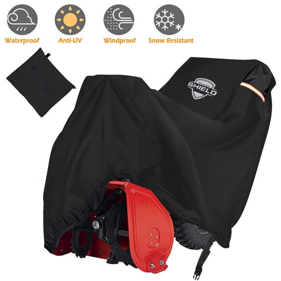 Snow Thrower Cover, IC ICLOVER Heavy Duty 600D Polyester Waterproof UV Protection Universal Size Snow Blower Covers for Most Electric Two Stage Snow Blowers with Carry Bag - Black