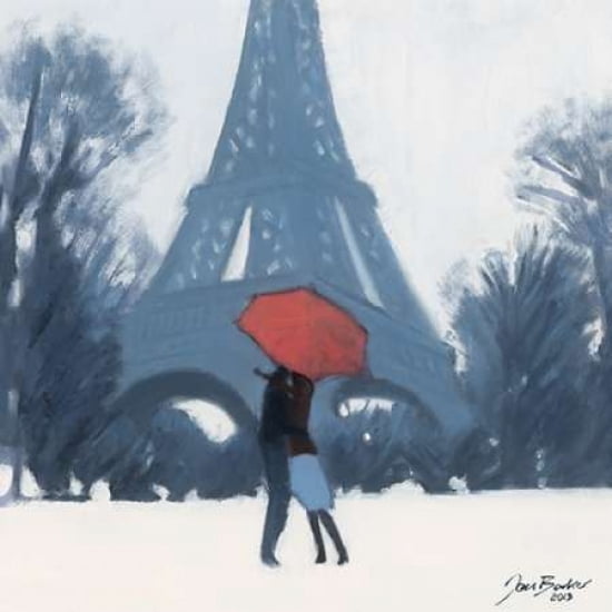 Snow Time For A Kiss Canvas Art - Jon Barker (24 x 24)
