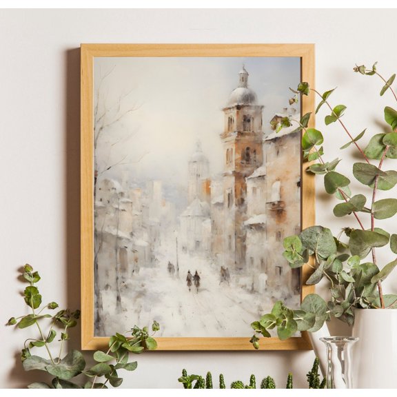 Snow Town, Vintage Winter , Art, Home Decor, Snow Town Wall Art, Snowy Wall Art, Decor Unframed Paper Print