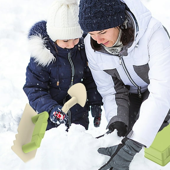 Snow Toys Kit Set | 3-Piece Snow Maker Shapers | Outdoor Winter Sand & Snow Block Builder | Oblong Trowel Shovel | Plastic | Green | 18.5x8.5x8cm | Build Castles & Forts | Multi-Season Use