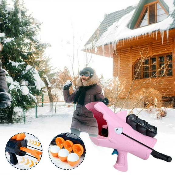 Snow Toys for Outdoor, Snowball Maker Kit, Snowball Blaster Gun Launcher, Snow Ball Makers,Snow Molds for Adults Outdoor(Pink)