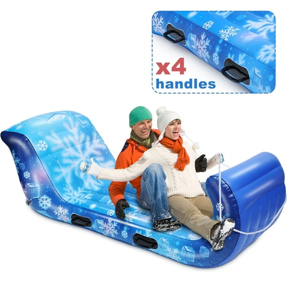 Snow Tube, 70'' Giant Snow Tube for Kids Adults with 4 Reinforced Handles, Inflatable Snow Sled with Pull Rope for Winter Sledding Snow Riders for Outdoor Downhill Toddlers Boys Girls Snow Toys