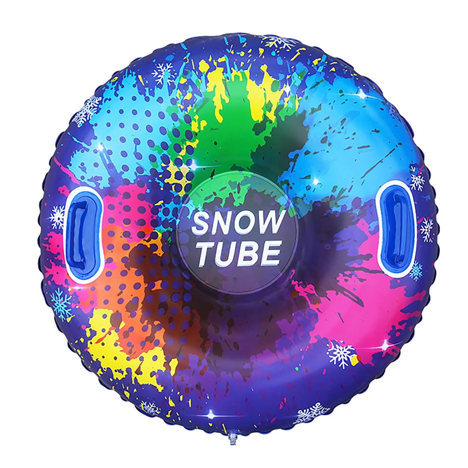 Snow Tube - 90 Inch Colorful Polka Dot Blue Inflatable Snow Sled with Anti-Tip Design, Thickened Cold-Resistant for Outdoor Kids Winter Activities