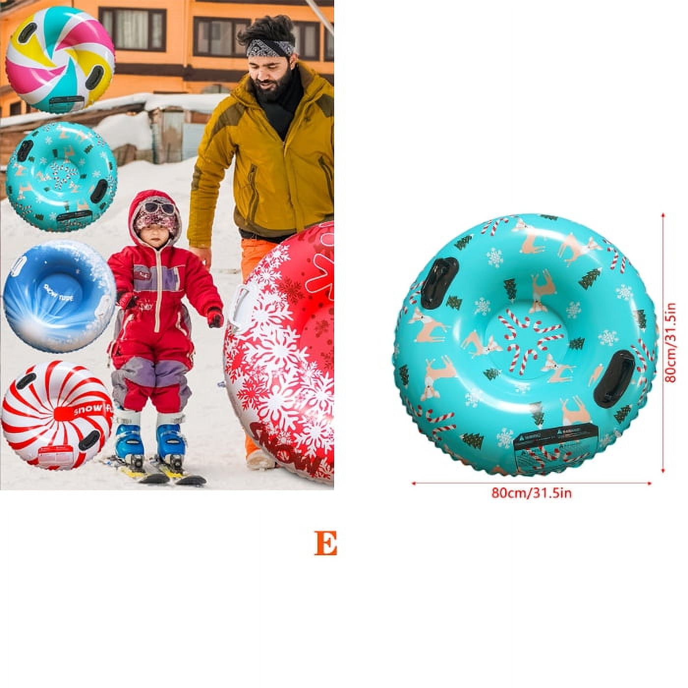 Snow Tube Sleds for Kids and Adult, 32'' Heavy Duty Inflatable Snow