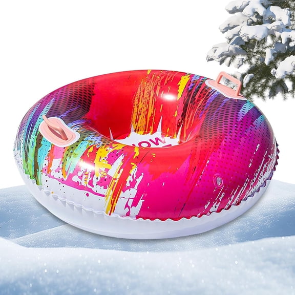 Snow Tubes for Sledding | 33.5" Inflatable Heavy-Duty Snow Tube for Kids & Adults | Thick PVC Snow Toys with Handles | Winter Outdoor Blow Up Sleds for Family