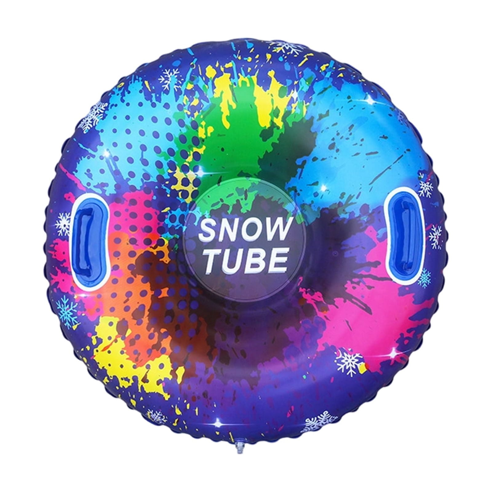 Snow Tubes for Sledding Heavy Duty, Adult Snow Sled, 47 in Diameter, Heavy Gauge Vinyl, Multicolor Splatter, Blue Polka Dot, Winter Recreation, 1 Pc