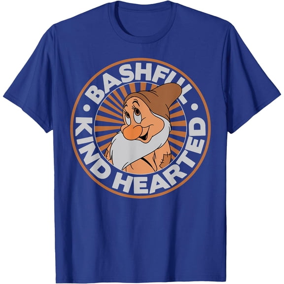 Snow White Bashful Kind Hearted Graphic DTG Print Unisex T-Shirt,Royal Blue Color,Size YXS