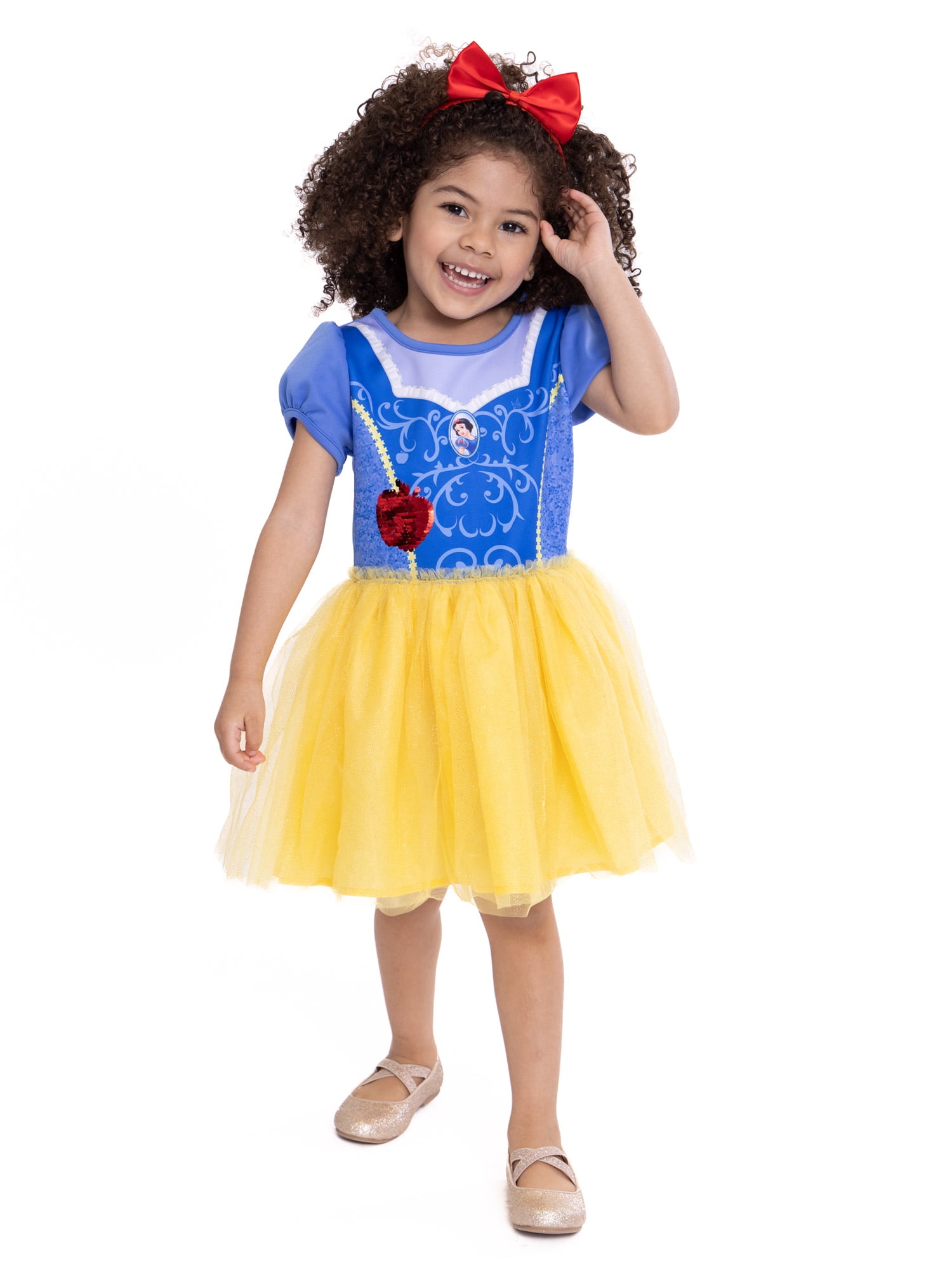 snow white short dress Girls Disney Princess Snow White Cosplay Short Sleeve Sweater Dress, Sizes 4-12
