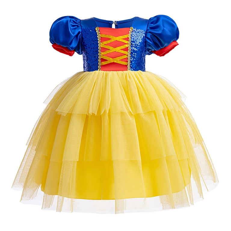 Girls Sequins Princess Dress Female Snow Cosplay Fancy Outfit
