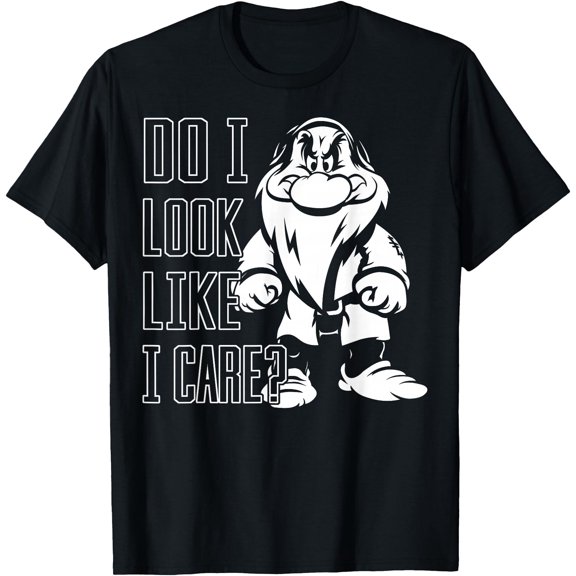 Snow White Grumpy Do I Look Like I Care DTG Print Unisex T-Shirt,Black Color,Size M