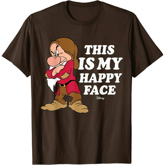 Snow White Grumpy Happy Face DTG Print Unisex T-Shirt,Dark Chocolate Color,Size 2XL