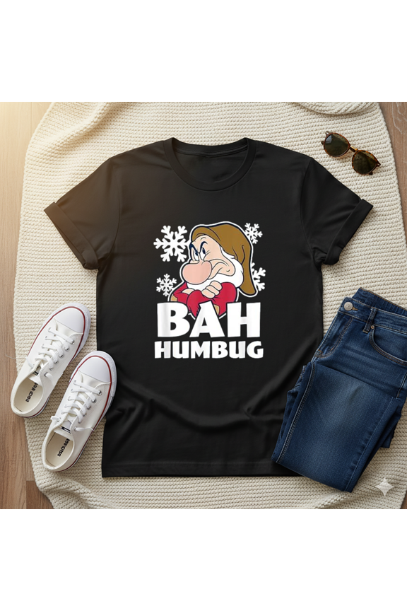 Snow White Grumpy Humbug Funny Christmas Holiday Graphic Unisex Tee, up to Size 5XL