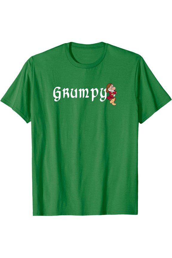 Snow White Grumpy Leaning On Name Banner DTG Print Unisex T-Shirt