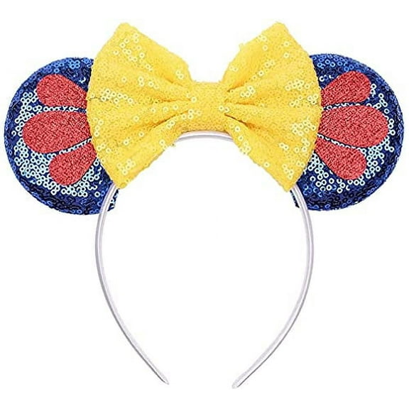 Snow White Mickey Ears, Snow White Ears, Blue Yellow Minnie Ears, Princess Mickey Ears, Blue Minnie Mouse Ears