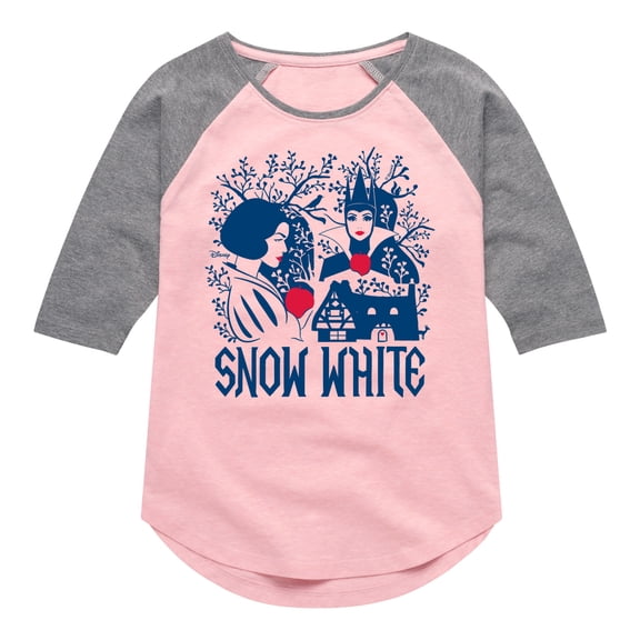 Snow White - Pattern - Toddler And Youth Girls Shirt Tail Raglan
