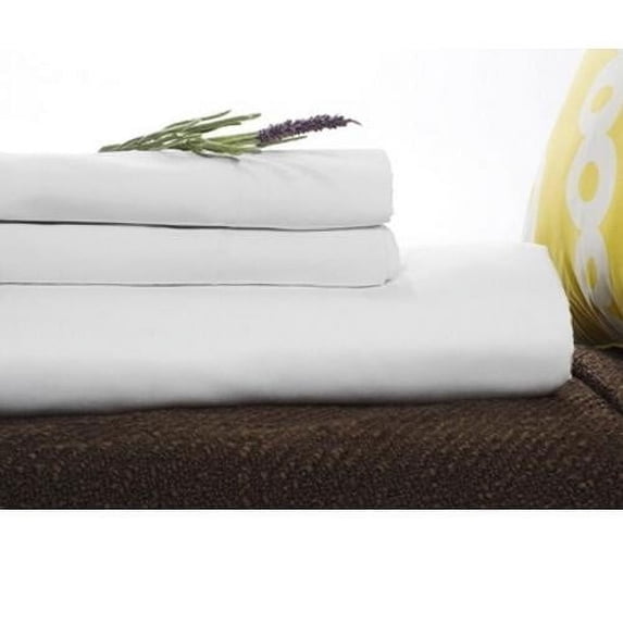 Snow White Percale T200 Polycotton Hotel 2-Piece King XL Bed Sheets Set - White - Solid Print