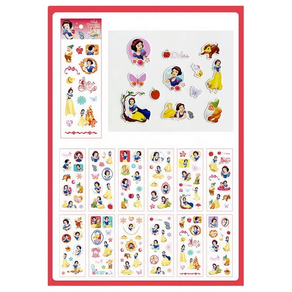 White Snow Princess 3D Bubble Cartoon Stickers - 12 Unique Sheets (Approx 144 Total)| Non-Toxic | Kids Party Favors & Craft Dcor