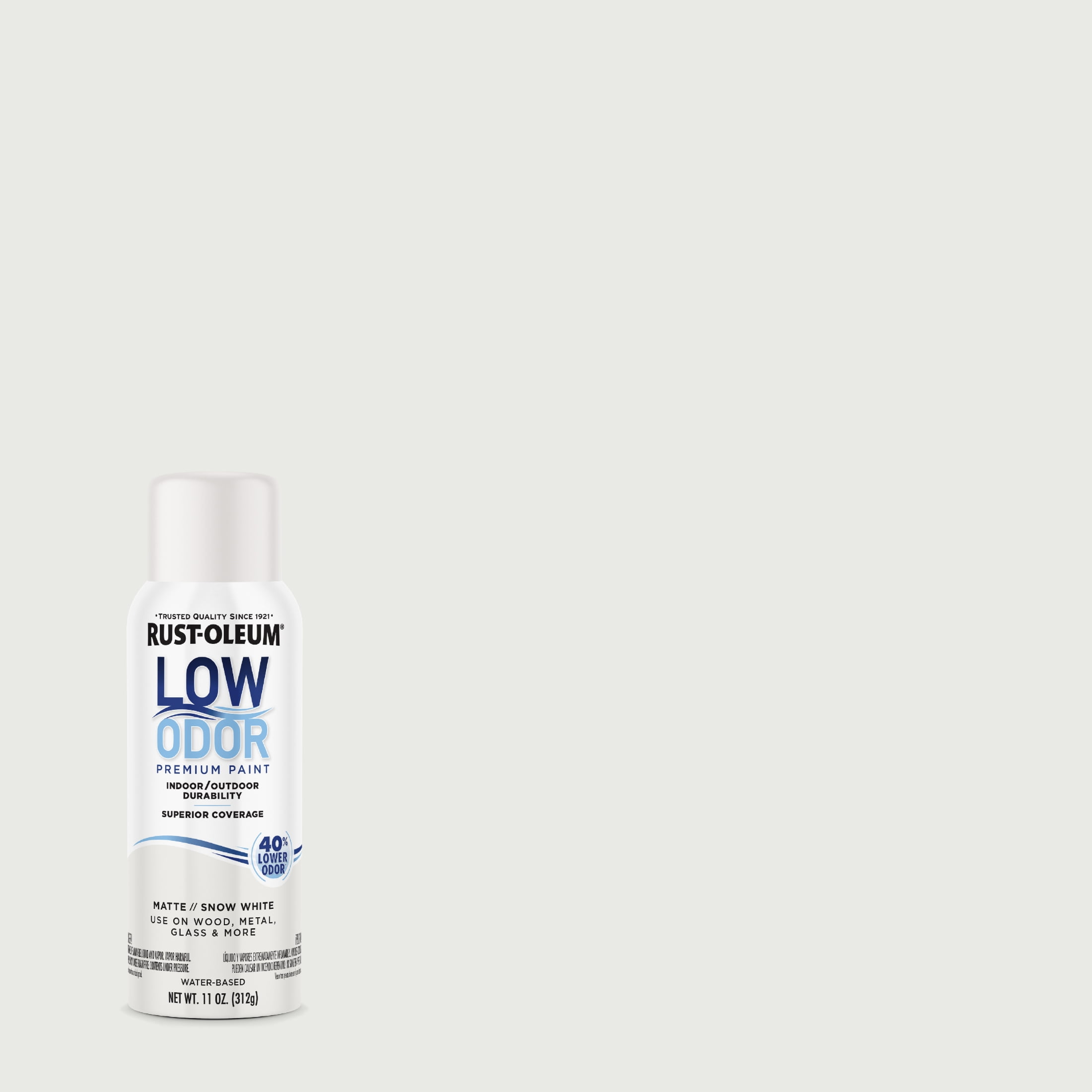 Snow White, Rust-Oleum Low Odor Premium Matte Spray Paint-388286, 11 oz
