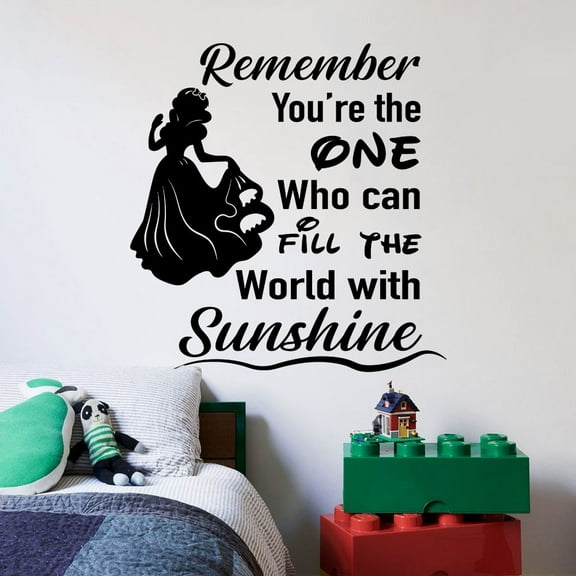 Snow White Sunshine Quote Disney Cartoon Quotes Wall Sticker Art Decal for Girls Boys Room Bedroom Nursery Kindergarten House Fun Home Decor Stickers Wall Art Vinyl Decoration Size (10x8 inch)