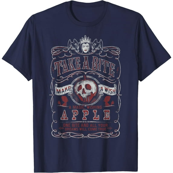Snow White Take A Bite Vintage Poster DTG Print Unisex T-Shirt,Navy Color,Size L